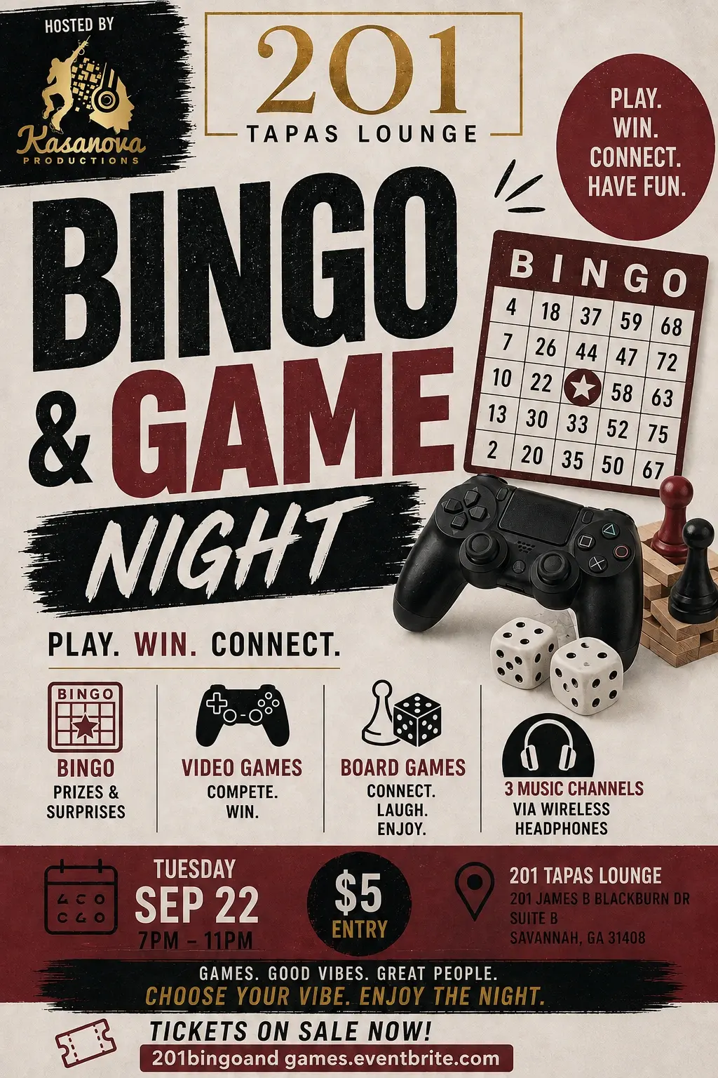 Bingo & Game Night @ 201 Tapas Lounge